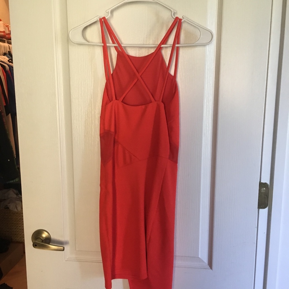 Lush Mini Asymmetric Dress Mesh Red - Size S